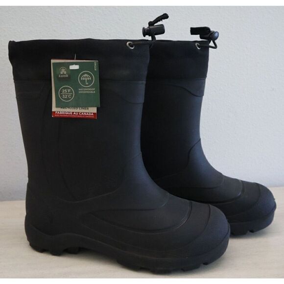 Kamik Men\'s Sz 6 Women\'s 7.5 Black Waterproof Insulated Rubber Rain/Snow Boots